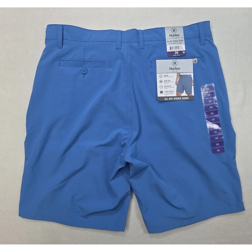 NEW Hurley All Day Hybrid Shorts Mens 36 Blue Quick Dray Reflective Stretch $50